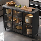 Adjustable Rectangle Stone Grey Kitchen Island Trolley Image - 13