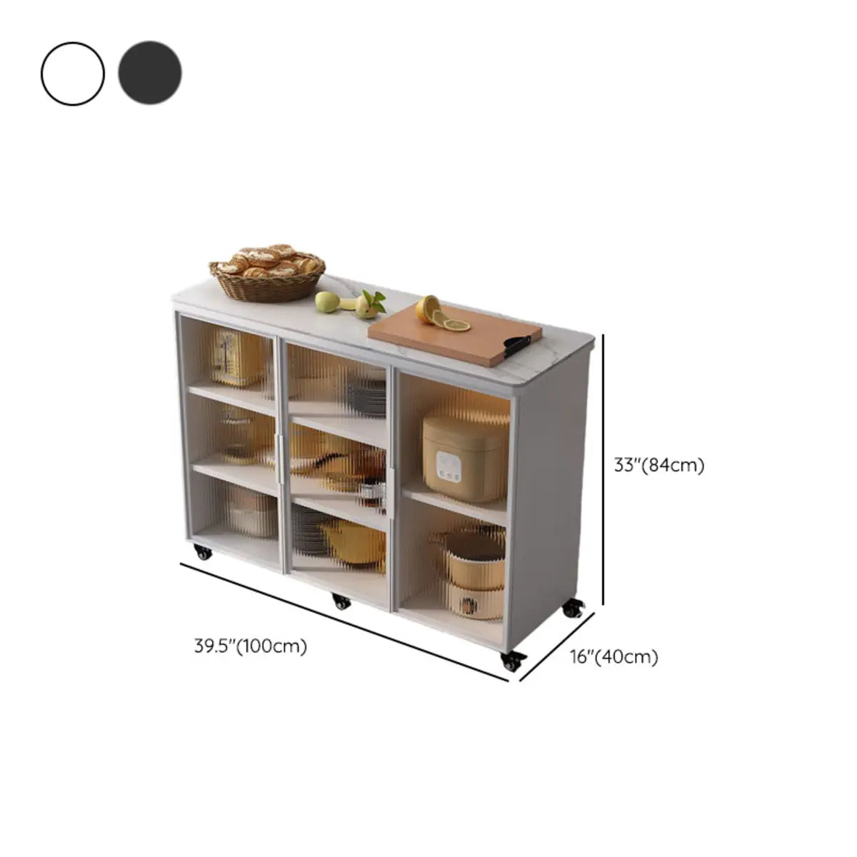 Adjustable Rectangle Stone Grey Kitchen Island Trolley Image - 20