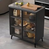 Adjustable Rectangle Stone Grey Kitchen Island Trolley Image - 3