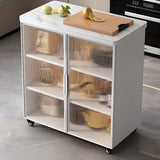 Adjustable Rectangle Stone Grey Kitchen Island Trolley Image - 5