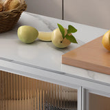 Adjustable Rectangle Stone Grey Kitchen Island Trolley Image - 8