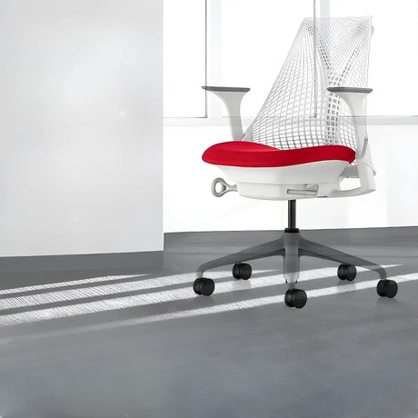 Adjustable Red Seat Ergonomic Swivel Mesh Office Chair Image - 1