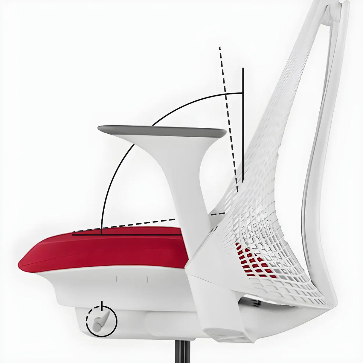 Adjustable Red Seat Ergonomic Swivel Mesh Office Chair Image - 14