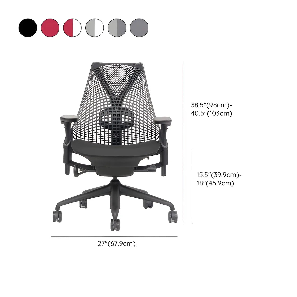 Adjustable Red Seat Ergonomic Swivel Mesh Office Chair 