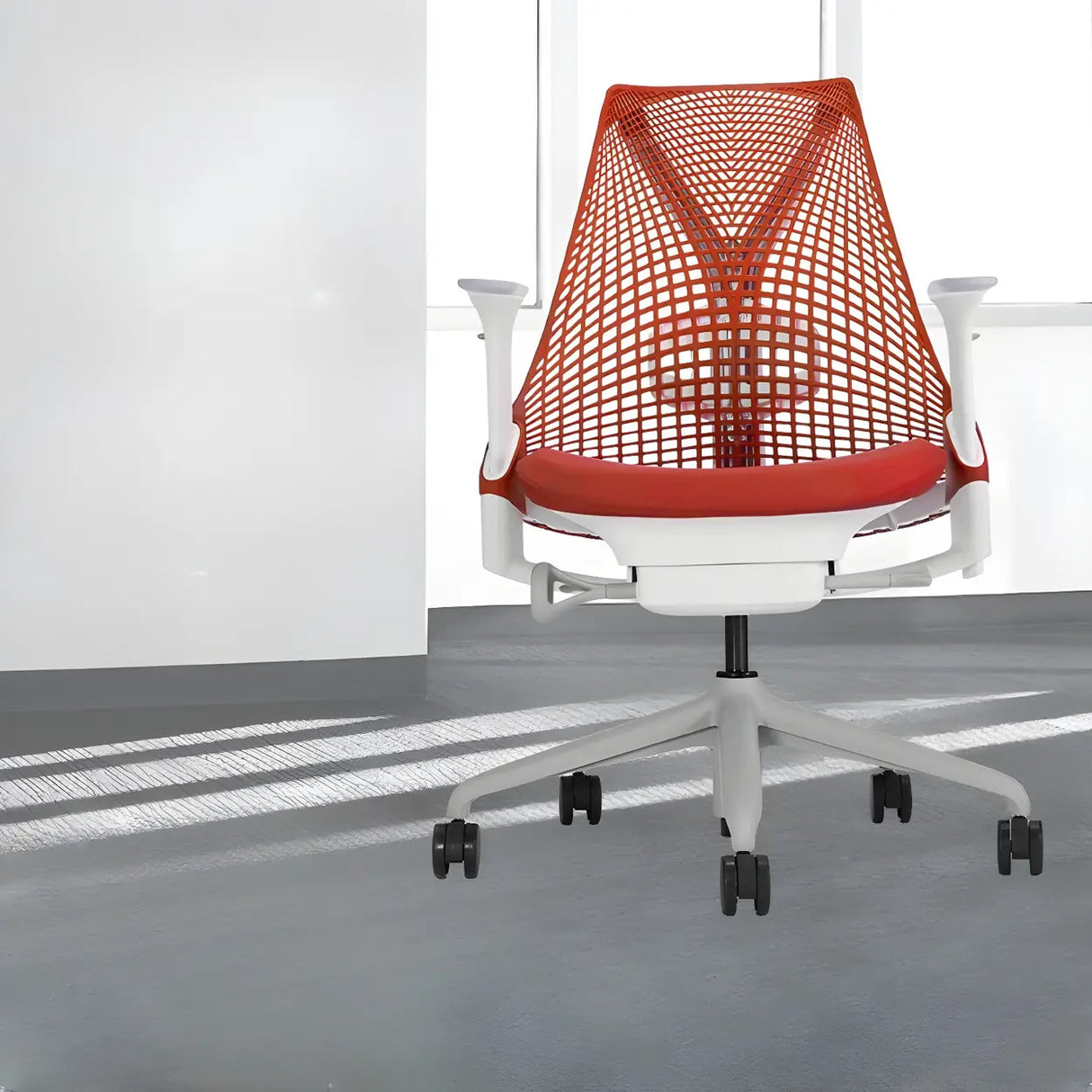 Adjustable Red Seat Ergonomic Swivel Mesh Office Chair Image - 6