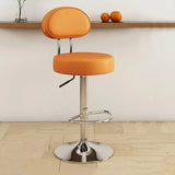 Adjustable Round Leather Backrest Swivel Bar Stool Grey Image - 18