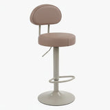 Adjustable Round Leather Backrest Swivel Bar Stool Grey Image - 22