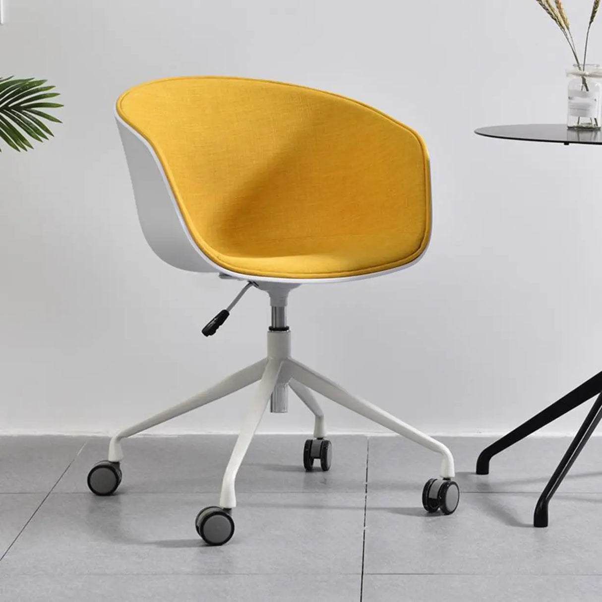 Adjustable Seat Height Ergonomic Fabric Wheels Office Chair Image - 12