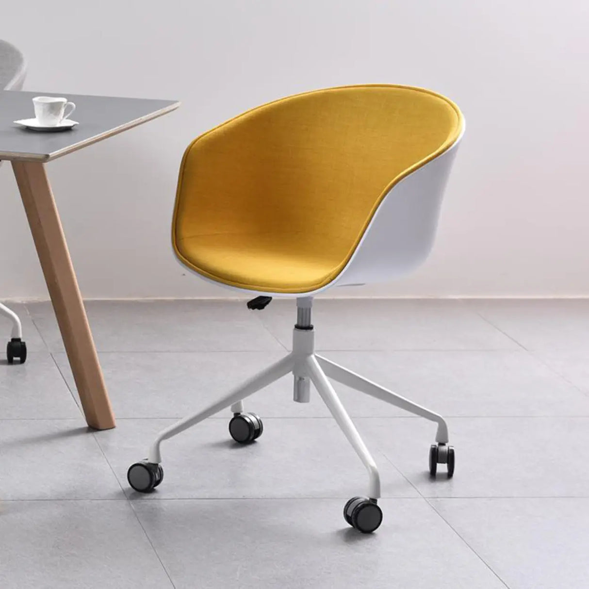 Adjustable Seat Height Ergonomic Fabric Wheels Office Chair Image - 4