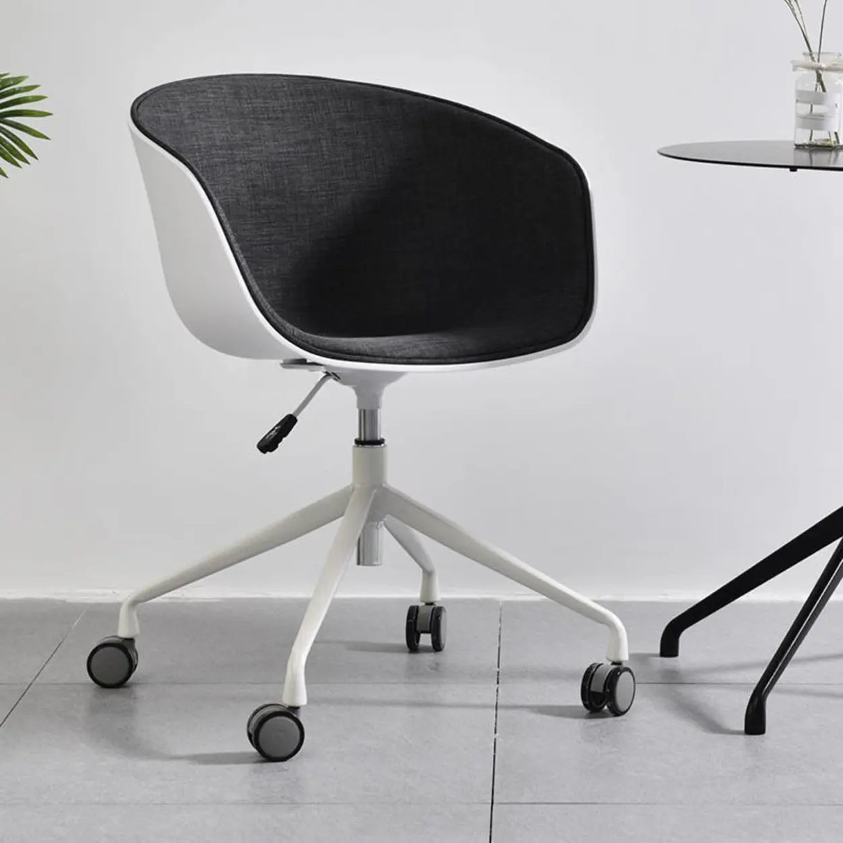 Adjustable Seat Height Ergonomic Fabric Wheels Office Chair Image - 5