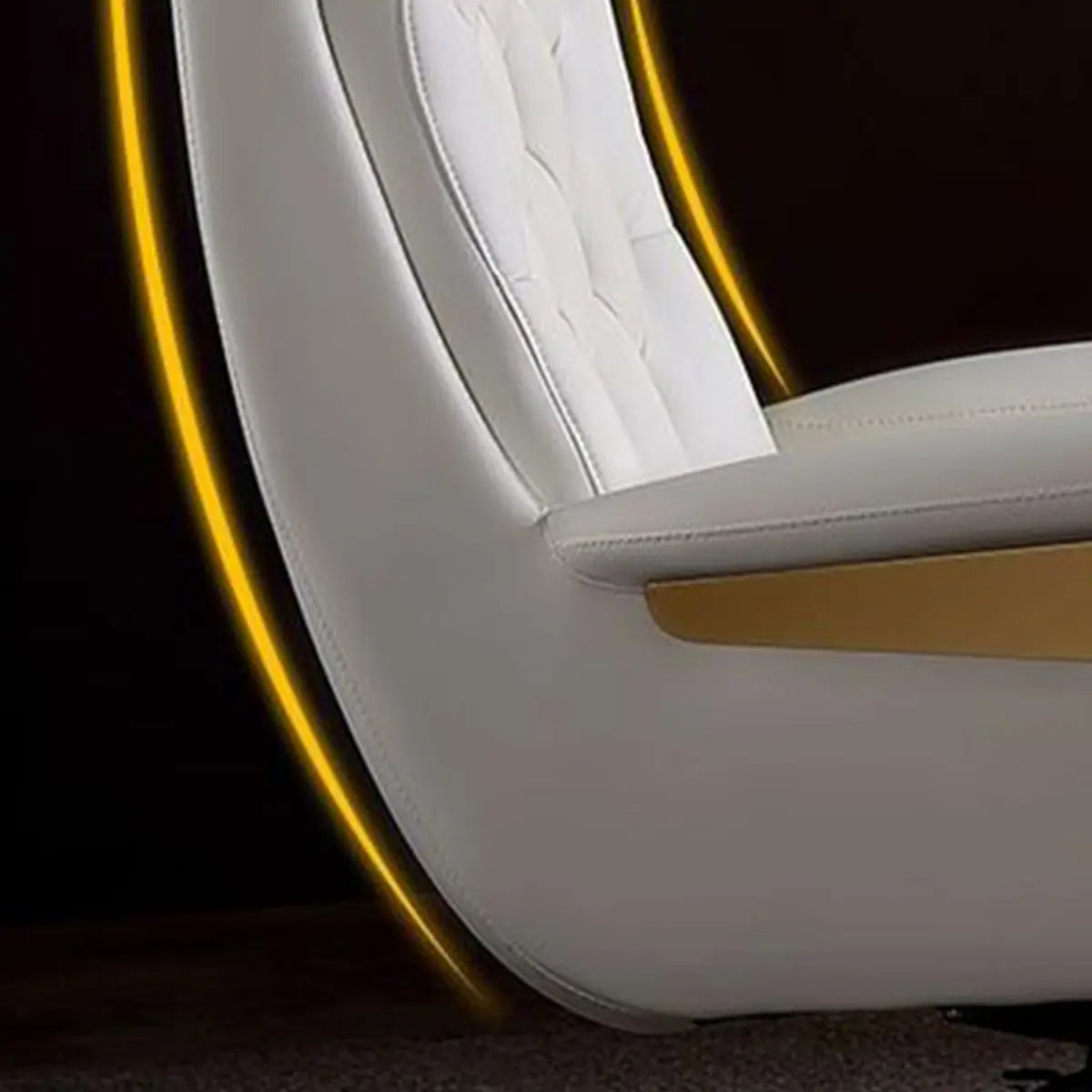 Adjustable Seat Height Tufted Leather Swivel Office Chair Image - 11