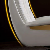 Adjustable Seat Height Tufted Leather Swivel Office Chair Image - 11