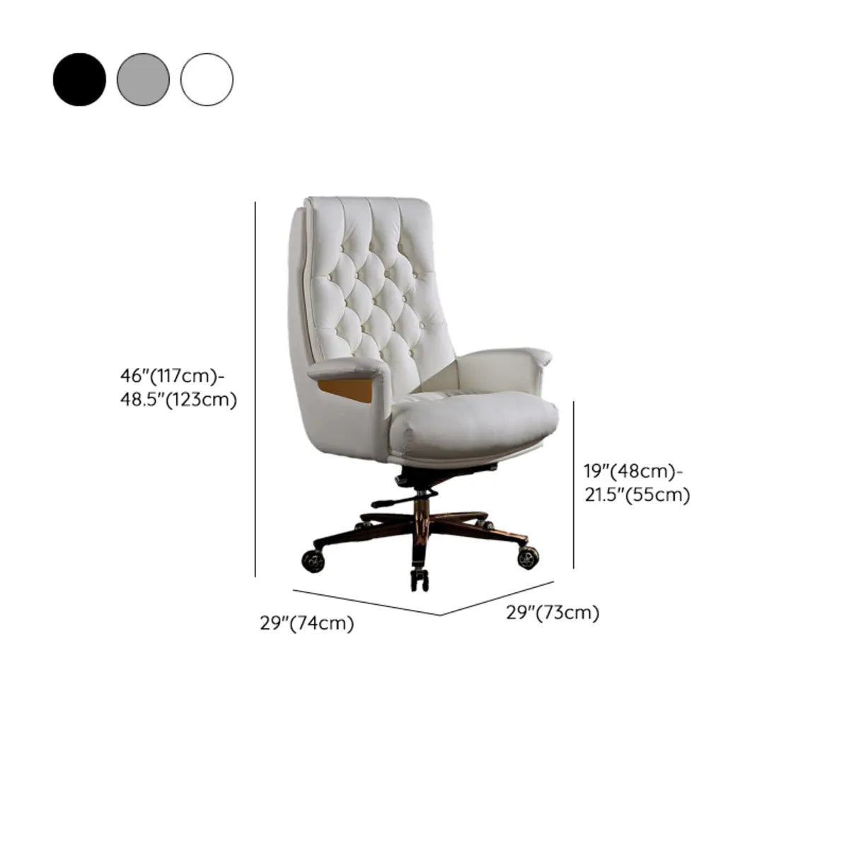 Adjustable Seat Height Tufted Leather Swivel Office Chair 
