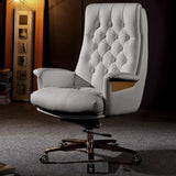 Adjustable Seat Height Tufted Leather Swivel Office Chair Image - 2