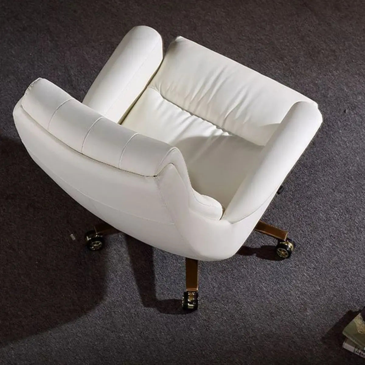 Adjustable Seat Height Tufted Leather Swivel Office Chair Image - 7
