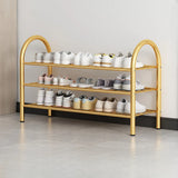 Adjustable Shelves Arched Metal Floor Gold Large Shoe Rack Image - 10