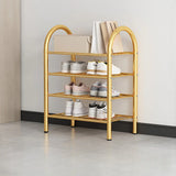 Adjustable Shelves Arched Metal Floor Gold Large Shoe Rack Image - 11