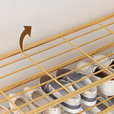 Adjustable Shelves Arched Metal Floor Gold Large Shoe Rack Image - 13