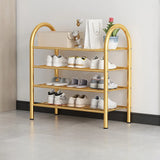 Adjustable Shelves Arched Metal Floor Gold Large Shoe Rack Image - 14