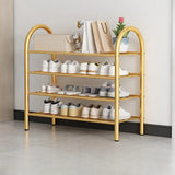 Adjustable Shelves Arched Metal Floor Gold Large Shoe Rack Image - 15