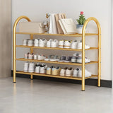 Adjustable Shelves Arched Metal Floor Gold Large Shoe Rack Image - 16