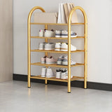 Adjustable Shelves Arched Metal Floor Gold Large Shoe Rack Image - 17