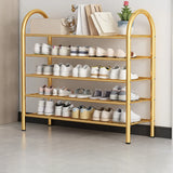 Adjustable Shelves Arched Metal Floor Gold Large Shoe Rack Image - 19