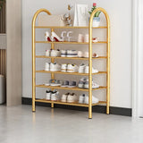 Adjustable Shelves Arched Metal Floor Gold Large Shoe Rack Image - 21