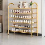 Adjustable Shelves Arched Metal Floor Gold Large Shoe Rack Image - 23