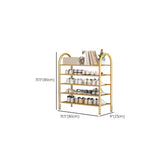 Adjustable Shelves Arched Metal Floor Gold Large Shoe Rack Image - 28