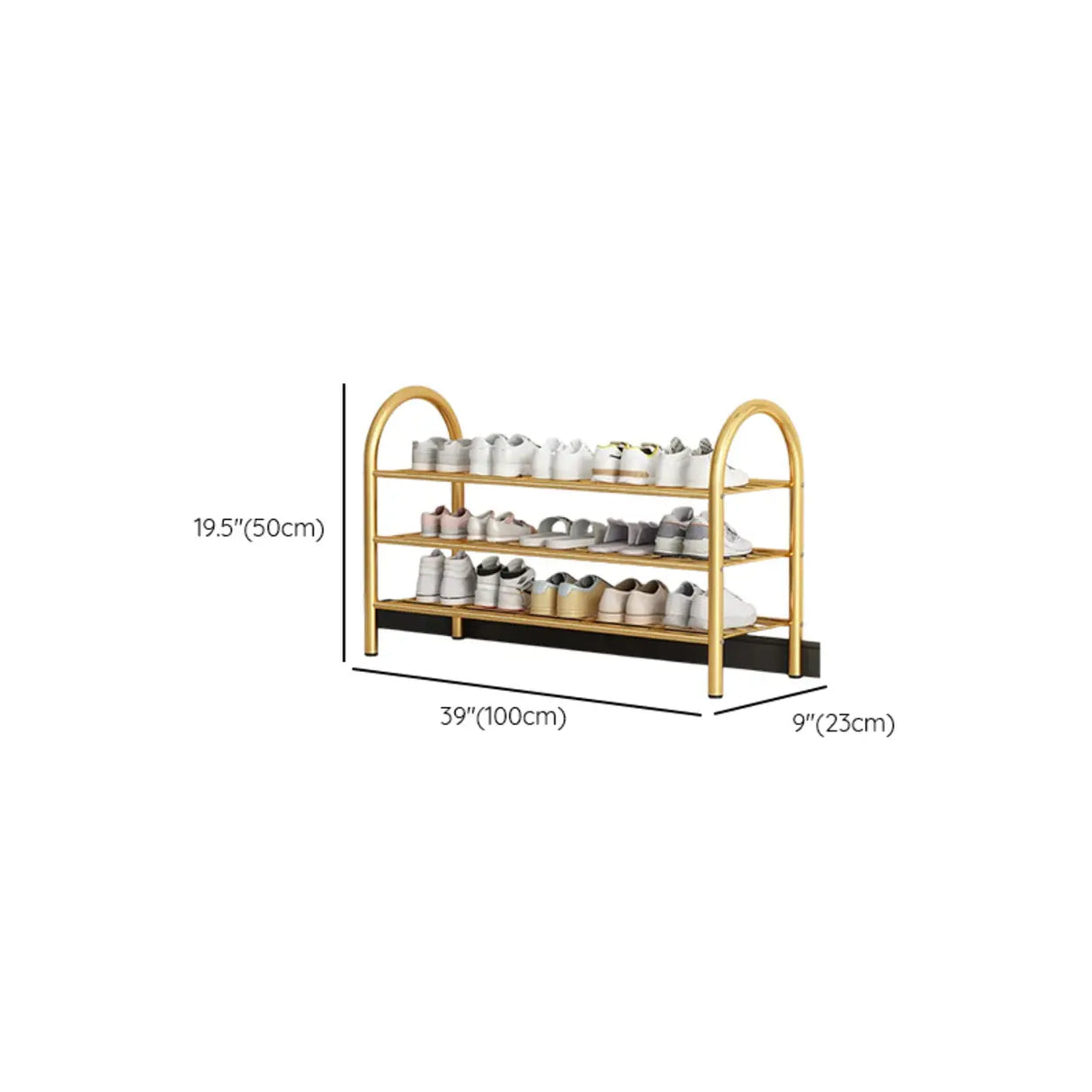 Adjustable Shelves Arched Metal Floor Gold Large Shoe Rack Image - 32
