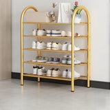 Adjustable Shelves Arched Metal Floor Gold Large Shoe Rack Image - 4