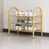 Adjustable Shelves Arched Metal Floor Gold Large Shoe Rack Image - 5