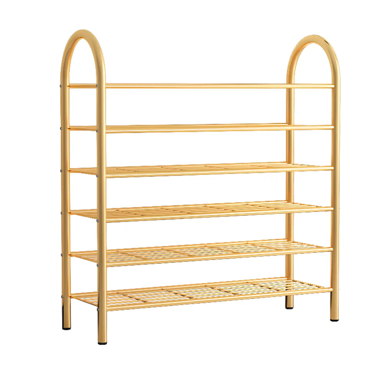 Adjustable Shelves Arched Metal Floor Gold Large Shoe Rack Image - 6