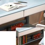 Adjustable Shelves Drawers Wood H-Shape Writing Desk Image - 11