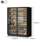 Adjustable Shelves Glass Door Black Large Shoe Cabinet Image - 21