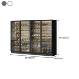 Adjustable Shelves Glass Door Black Large Shoe Cabinet Image - 25