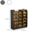 Adjustable Shelves Glass Entryway White LED Shoe Cabinet Image - 25