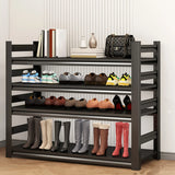 Adjustable Shelves Metal Hallway Black Shoe Rack Storage Image - 2