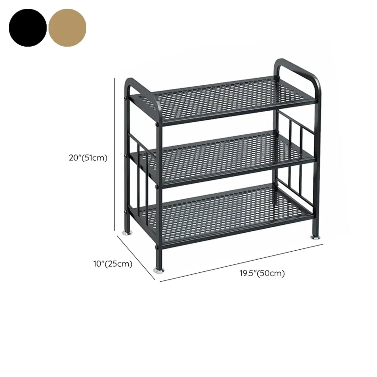 Adjustable Shelves Metal Hallway Gold Multi-tier Shoe Rack 
