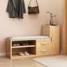 Adjustable Shelves Wood Entryway Brown Shoe Storage Bench Image - 5