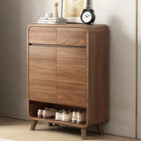 Adjustable Shelves Wood Entryway White Shoe Storage Cabinet Image - 15