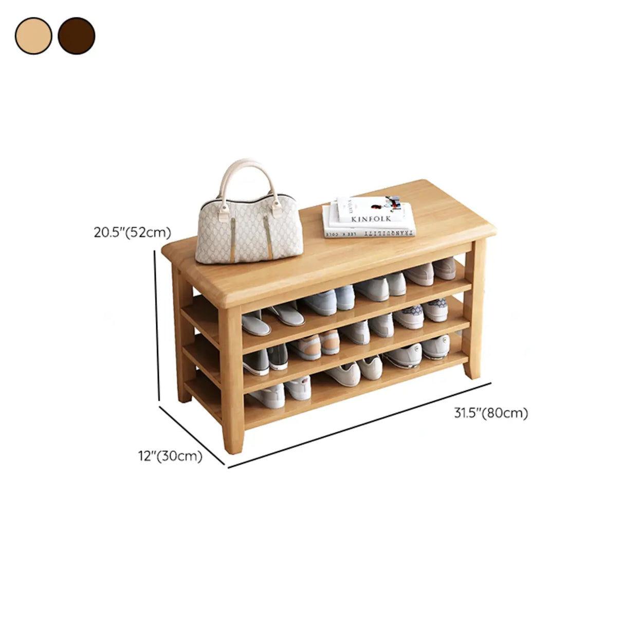Adjustable Shelves Wood Hallway Natural Large Shoe Rack 