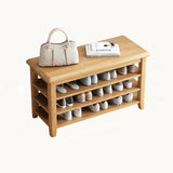 Adjustable Shelves Wood Hallway Natural Large Shoe Rack Image - 2