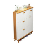 Adjustable Shelves Wood White Drop Front Shoe Storage Image - 11