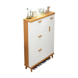 Adjustable Shelves Wood White Drop Front Shoe Storage Image - 3