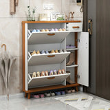 Adjustable Shelves Wood White Drop Front Shoe Storage Image - 7