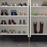 Adjustable Shelves Wood White Large Closed Back Shoe Cabinet Image - 13