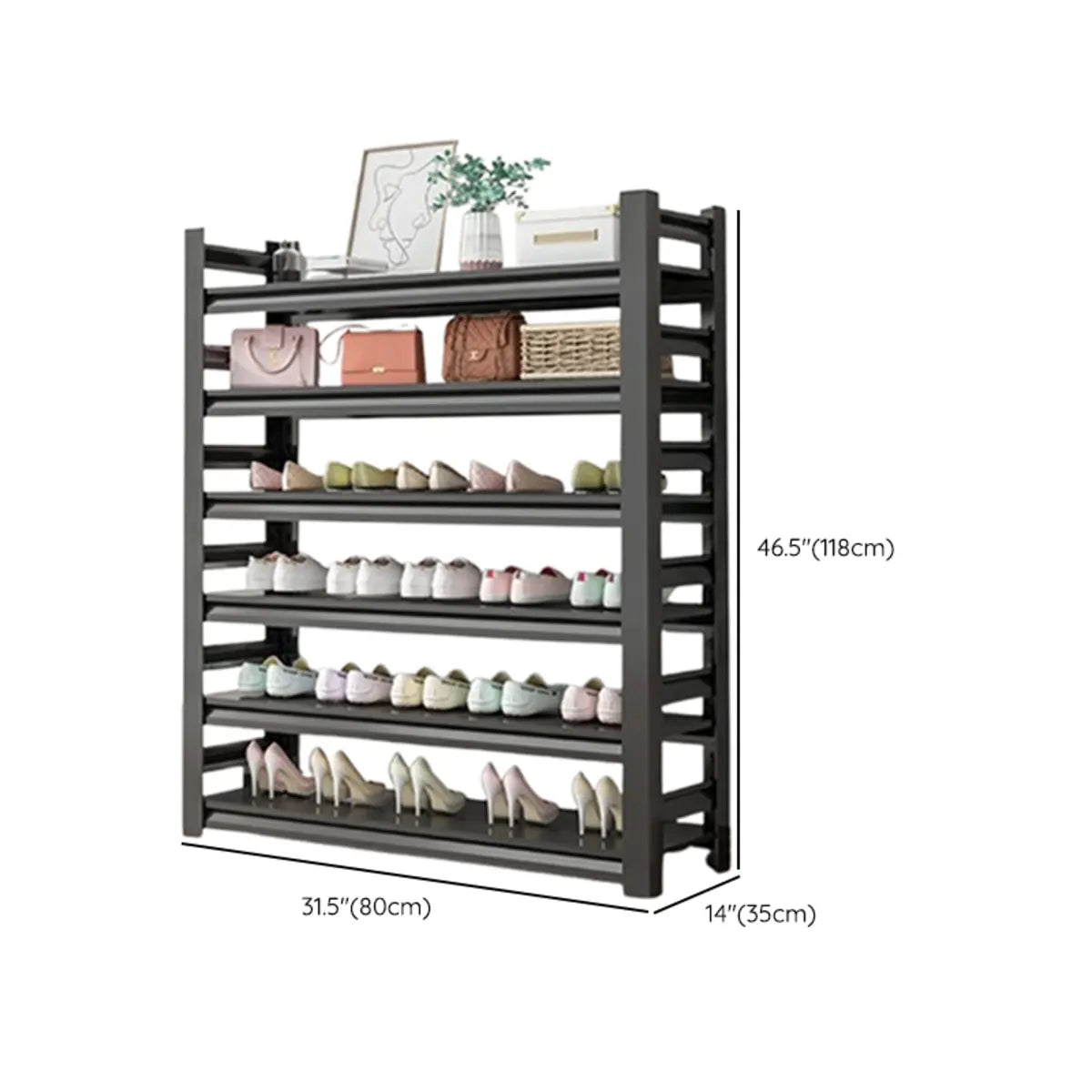 Adjustable Simple Shelf Metal Entryway Storage Shoe Rack Image - 14
