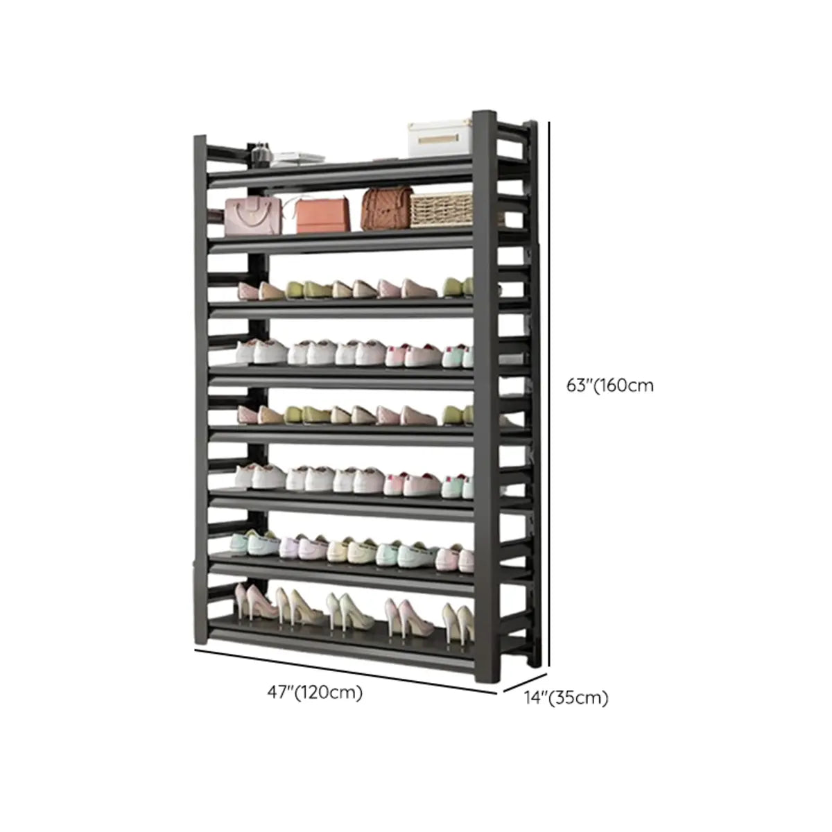Adjustable Simple Shelf Metal Entryway Storage Shoe Rack Image - 16